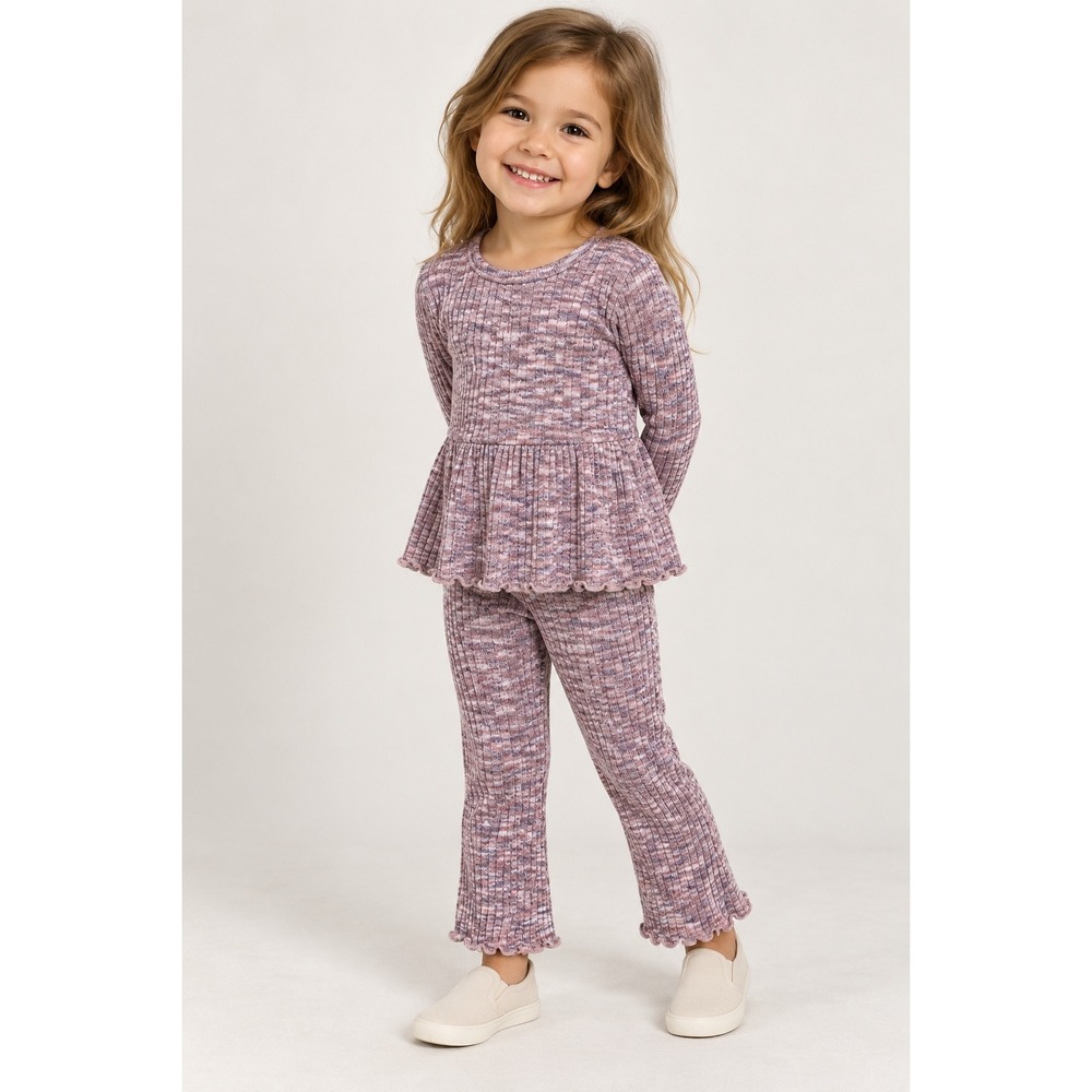 Old Navy Girls 4T Marled Ribbed Peplum Top & Pants Set